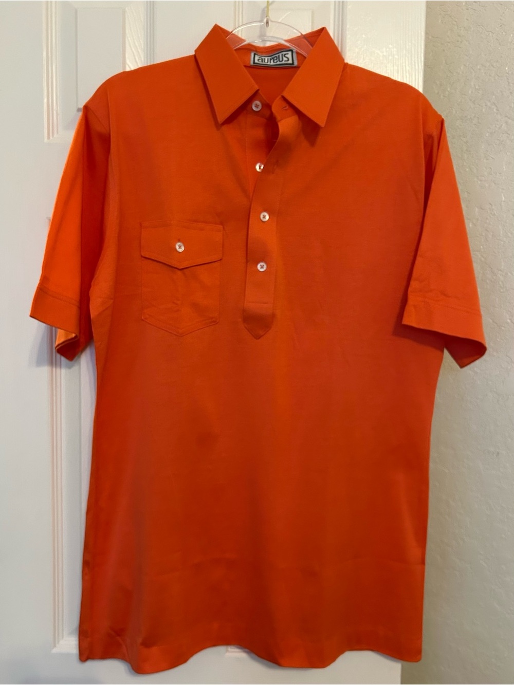 Aureus Orange Short-Sleeve Polo with Buttoned Chest Pocket
